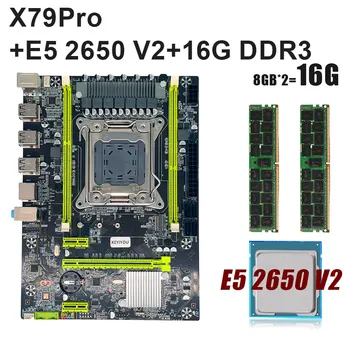 Комплект материнской платы KEYIYOU X79Pro X79 placa mae Set LGA 2011 V1 V2 с процессором Xeon E5 2650 V2 и 16 ГБ оперативной памяти DDR3 ECC REG kit