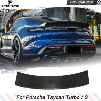 Кромка спойлера заднего багажника автомобиля из сухого углеродного волокна для седана Porsche Taycan Turbo S, комплекты спойлеров для автомобильного бампера из сухого углеродного волокна 2019-2022