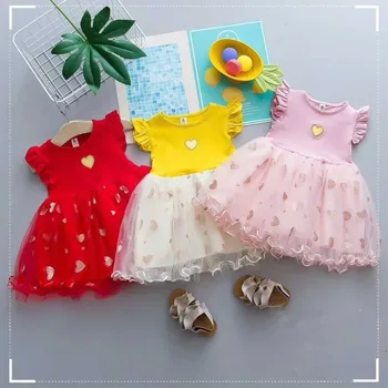 Летнее платье для маленьких девочек, модное платье для новорожденных, милое стильное платье для девочек, платье для свадебной вечеринки для Bebes, одежда для младенцев