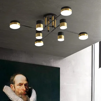Люстра в скандинавском индустриальном стиле Для внутреннего декора Акриловая подвесная лампа из черного золота Современный подвесной светильник для гостиной Столовой Спальни
