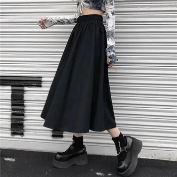Модные эластичные плиссированные юбки с высокой талией, женская Корейская Элегантная уличная мини-юбка, однотонные Повседневные Свободные юбки трапециевидной формы