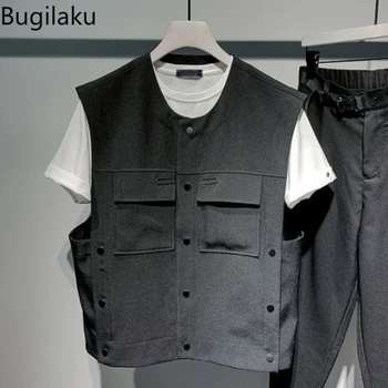 Мужская жилетка без рукавов корейской версии Bugilaku 2023 Весна и осень новая верхняя одежда свободного кроя жилет для мужчин