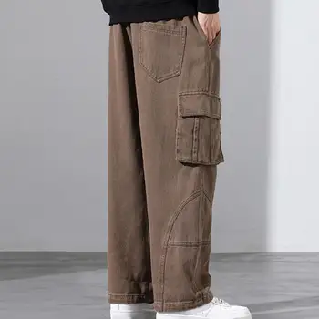 Мужские брюки с карманами, уличная одежда, мужские брюки, широкие дышащие брюки с множеством карманов для стильного и комфортного образа для мужчин