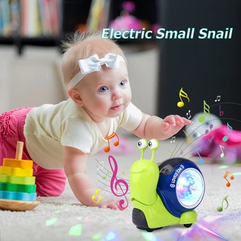 Мультяшная улитка, игрушки с вращением на 360 градусов, пластиковые электрические проекционные игрушки для ходьбы, электронные развивающие игрушки для малышей