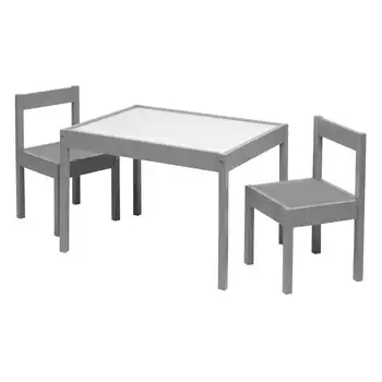 Набор столов и стульев для активного отдыха Your Zone из 3 предметов для сухой стирки и дерева, серый, 25 