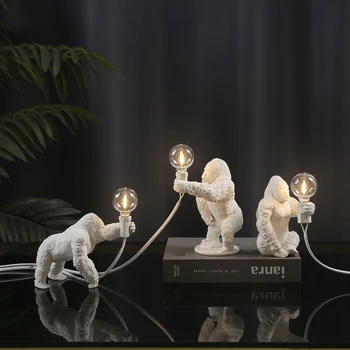 Настольная лампа с животными King Kong Gorilla Light, украшение из смолы для помещений, Маленькие ночные светильники, Креативные поделки, Настольная лампа с гориллой