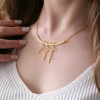 Несколько персонализированных Именных ожерелий Ювелирная Цепочка Кулон Имя Золотого цвета Ожерелье для женщин Мужчин Подарки из нержавеющей Стали