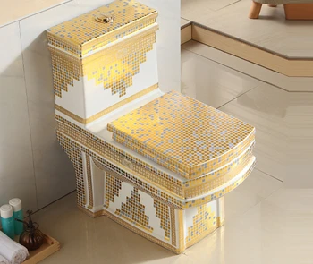 Новый мозаичный керамический золотой унитаз personality creative silent toilet Цвет золотой унитаз super swirl унитаз