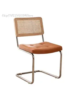 Обеденный стул, сплетенный из ротанга, бытовой скандинавский ретро-средневековый стул из массива дерева, обеденный стол и стул для кафе, дизайнерские повседневные аксессуары