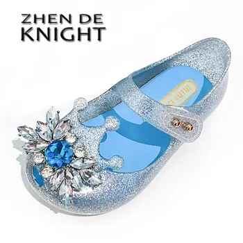 Обувь принцессы для девочек 2023, летние новые детские сандалии, мягкая подошва, удобная обувь для ходьбы, модные желейные туфли со стразами