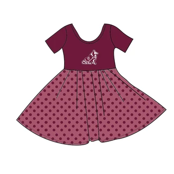Оптовая Продажа, Изготовленная на заказ Форма команды, Платье с коротким рукавом Длиной до колен, Летняя юбка для девочек, Одежда для малышей