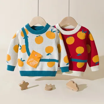 Осенне-зимние детские свитера, пуловеры, детские свитера для мальчиков, теплые свитера для девочек с карманами, вязаная повседневная одежда для мальчиков с длинным рукавом