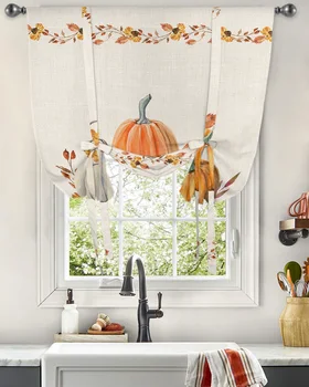Осенние шторы в виде тыквы и кленовых листьев для гостиной спальни Современная занавеска на окно Кухни Короткая занавеска