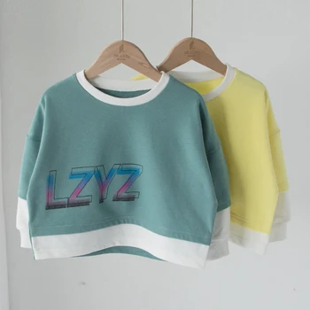 Осенняя одежда для мальчиков и девочек из мягкой материи Унисекс 2023, новый корейский модный однотонный пуловер с круглым вырезом, простой дышащий