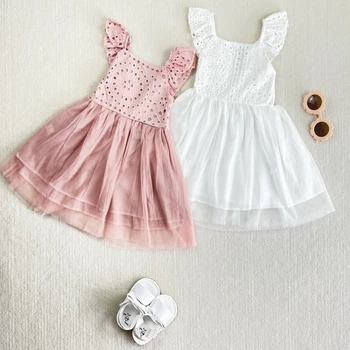 Открытое платье для маленьких девочек от 0 до 4 лет, хлопковое кружевное платье без рукавов, летняя одежда для маленьких девочек, наряды
