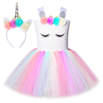 Пастельные платья с единорогами для девочек, костюм единорога для вечеринки по случаю дня рождения, платье-пачка принцессы для девочек, детские костюмы на Хэллоуин, наряды