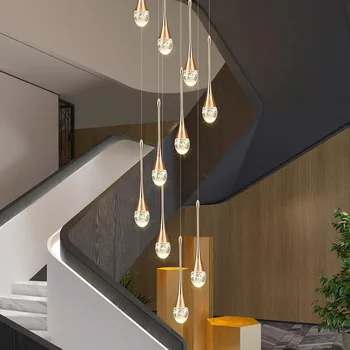 Подвесная люстра со светодиодной подсветкой, подвесной светильник Nordic home, освещение для лестницы, гостиной и столовой, декор комнаты, потолочное освещение в помещении, кухонные принадлежности