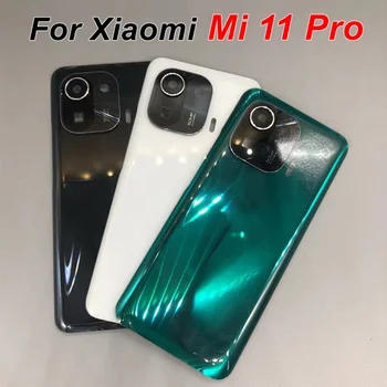 Прозрачный для Xiaomi Mi 11 Pro Задняя крышка батарейного отсека Стеклянная панель Задняя крышка корпуса с наклейкой для замены объектива камеры