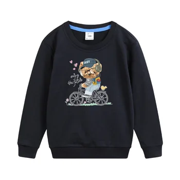 Пуловер Aimi Lakana Little Bear с байкой, толстовка для маленьких мальчиков, повседневная одежда с круглым вырезом, детское весенне-осеннее пальто