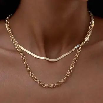 Ретро креативное двухслойное ожерелье со змеиной цепочкой для женщин, индивидуальность, Темперамент, Женское многослойное ожерелье, ювелирные изделия