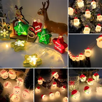 Рождественские светодиодные фонари Тема Санта-Клауса, теплые огни, подключаемый сменный корпус светильника, подвесные светильники для вечеринок, домашний декор