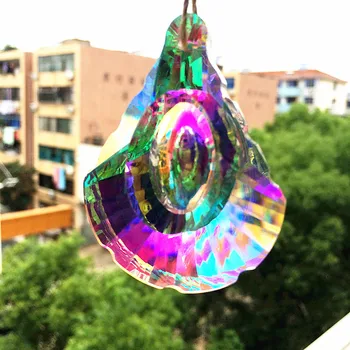 (Свободное кольцо) Подвесная люстра в форме хрустальной раковины 63 мм K9 радужного / AB / прозрачного цвета, красивая стеклянная световая часть, украшение дома