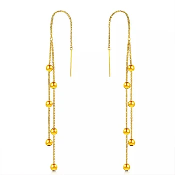 Серьги-кисточки из 18-каратного золота XF800 Pure Real AU750 Chopin Chain Изысканные ювелирные изделия Модный подарок для вечеринки для женщин Balls Design E562