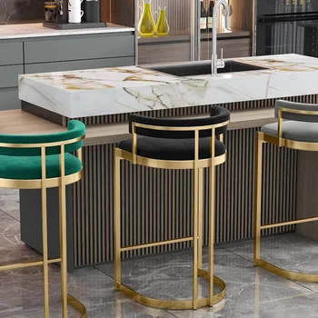 Скандинавские металлические барные стулья для кухни, барные стулья с легкой спинкой, роскошный Высокий табурет для отдыха, бытовые барные стулья для кафе