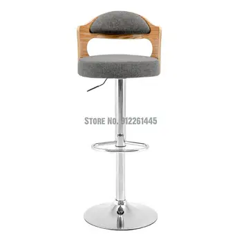 Скандинавский барный стул современный простой подъемный высокий табурет кассир стойка регистрации стул со спинкой из цельного дерева легкий роскошный домашний барный стул