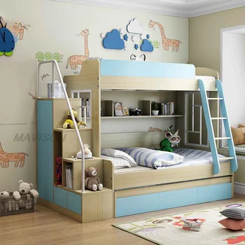 Современные детские кровати Двухъярусные из массива дерева для маленьких квартир, высокие детские кровати, Экономящая пространство Мебель для спальни Cama Infantil