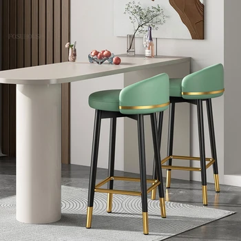 Современные минималистичные барные стулья, высокий барный стул для домашней кухни, железная спинка, высокий стул для бара, роскошная модная барная мебель A