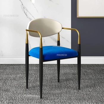 Современные обеденные стулья с пользовательской спинкой Мебель для гостиной Стул для переговоров для отдыха Стул для столовой Железное кресло со спинкой Стул для ногтей B