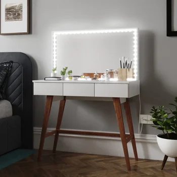 Современный туалетный столик Boahaus Cybele с подсветкой для спальни, комоды для мебели для спальни с белой отделкой