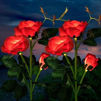 Солнечные светильники в виде роз, наружные водонепроницаемые декоративные ландшафтные светодиодные лампы, дорожка для вечеринки на заднем дворе, Принадлежности для садоводства
