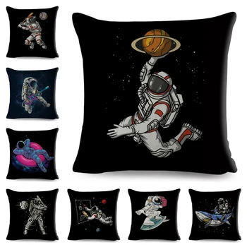 Спортивная подушка с мультяшным астронавтом, диван, украшение для дома, детская комната, наволочка Planet Music