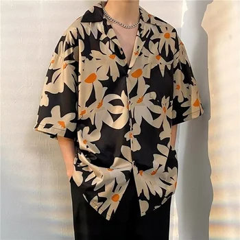 Уличная Гавайская рубашка с коротким рукавом, Мужская Летняя Повседневная Пляжная рубашка с тропическим цветочным принтом Aloha XXXL