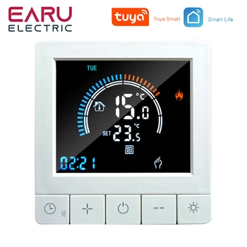 Умный Термостат TUYA WiFi Регулятор температуры для электрического подогрева пола Водяной Газовый Котел Цифровой ЖК-дисплей Настенный