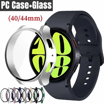 Чехол для ПК + закаленное стекло для Samsung Watch 6 44 мм 40 мм Защитная пленка для экрана с полным покрытием для Galaxy Watch6 40/44 мм защитный чехол