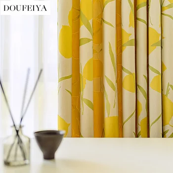 Шторы для гостиной, столовой, спальни, французский современный минимализм, Легкая роскошь, жаккард, окрашенный в лимонный цвет.