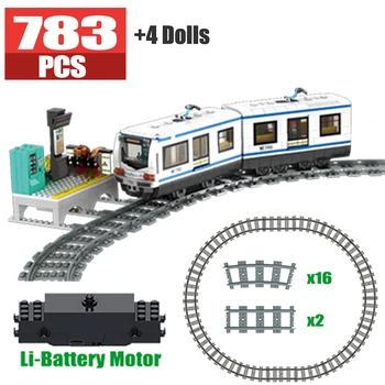 Электрический поезд метро, городской автомобиль, трамвай, Литиевая батарея, мотор, строительные блоки, технические игрушки для детей, подарки